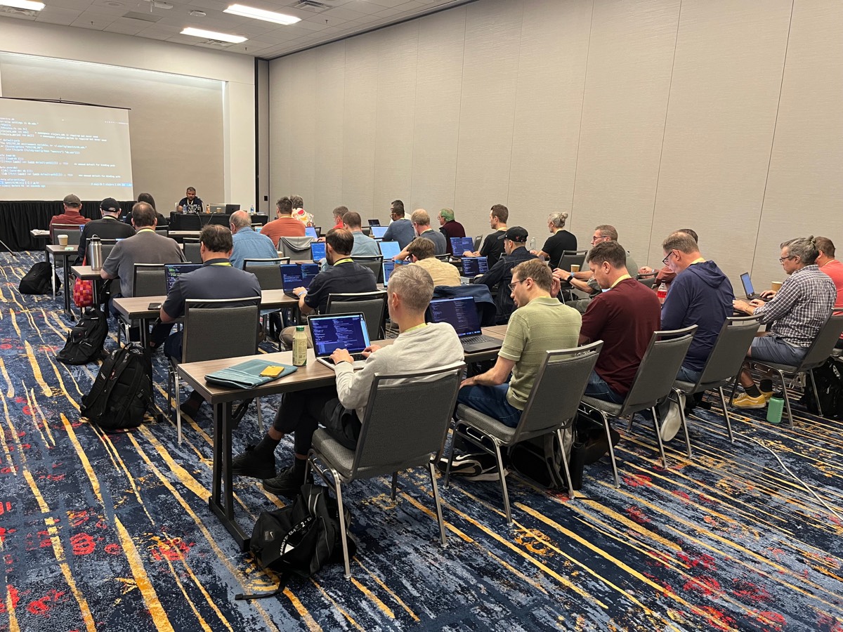 Babashka workshop at Clojure/conj 2026, seen from the back of the room
